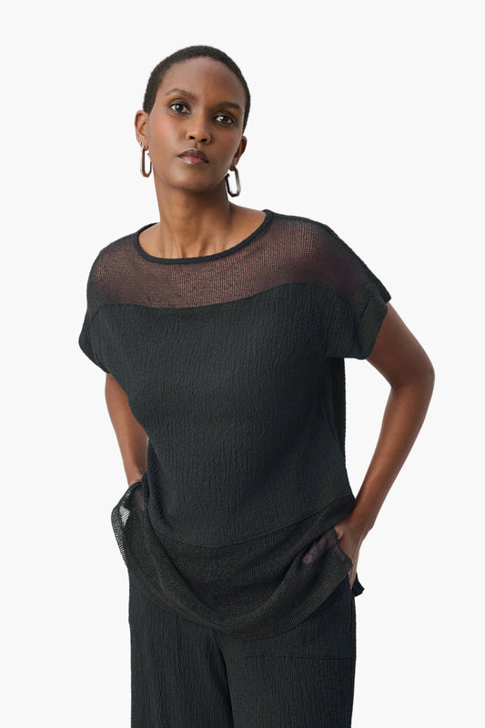 JOSEPH RIBKOFF TOP SQUADRATO IN TULLE CON SCOLLO A BARCA
