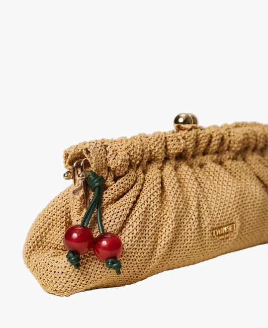 TWINSET BORSA CLUTCH IN RAFIA CON CHARM