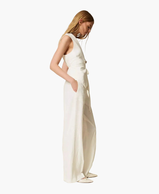 TWINSET PANTALONI A PALAZZO RICAMATI