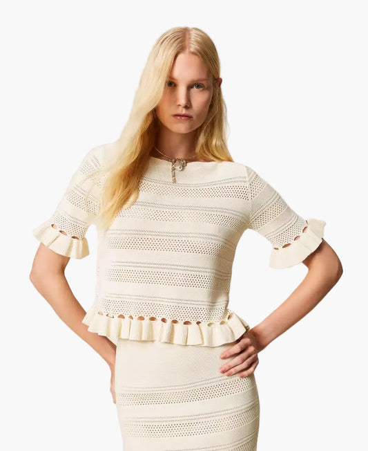 TWINSET MAGLIA CON VOLANT