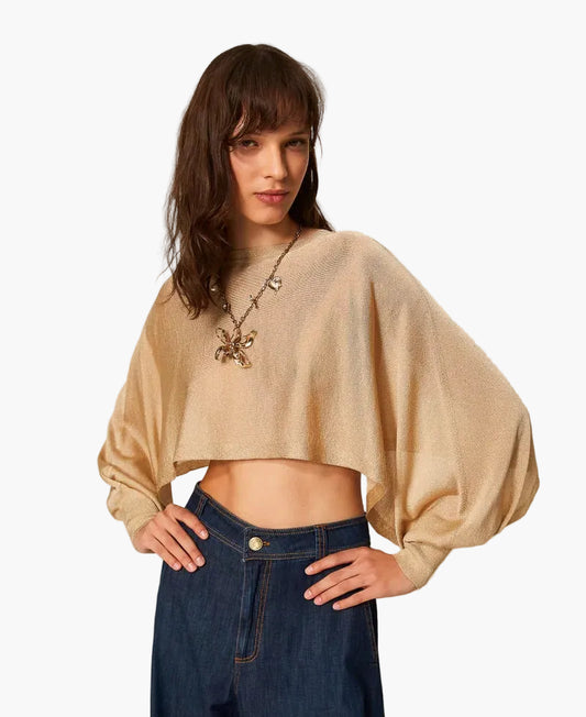 TWINSET MAGLIA CROPPED CON LUREX