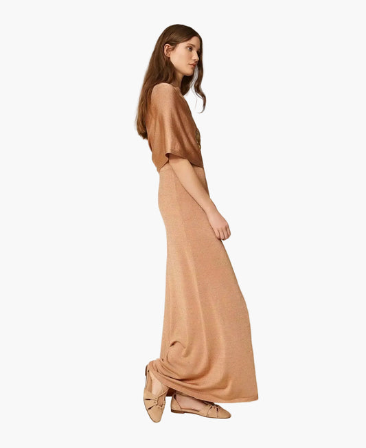 TWINSET ABITO LUNGO IN MAGLIA CON LUREX