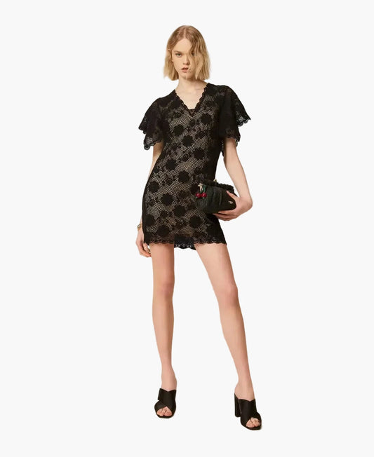 TWINSET ABITO CORTO IN MAGLIA A FIORI