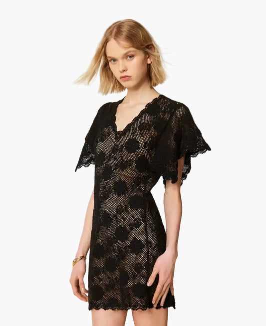 TWINSET ABITO CORTO IN MAGLIA A FIORI
