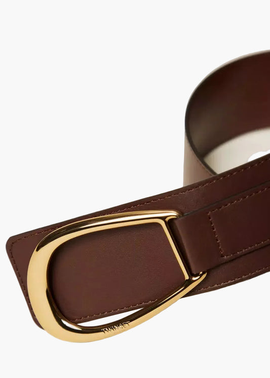 TWINSET CINTURA FUSCIACCA IN PELLE CON MAXI FIBBIA