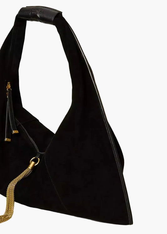 TWINSET BORSA HOBO A TRAPEZIO IN SUEDE CON NAPPA