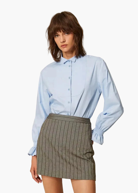 TWINSET CAMICIA IN POPELINE CON VOLANT