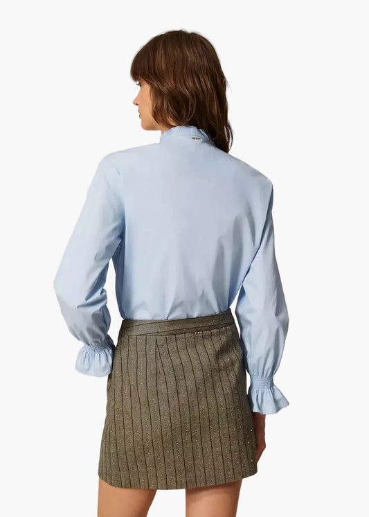 TWINSET CAMICIA IN POPELINE CON VOLANT