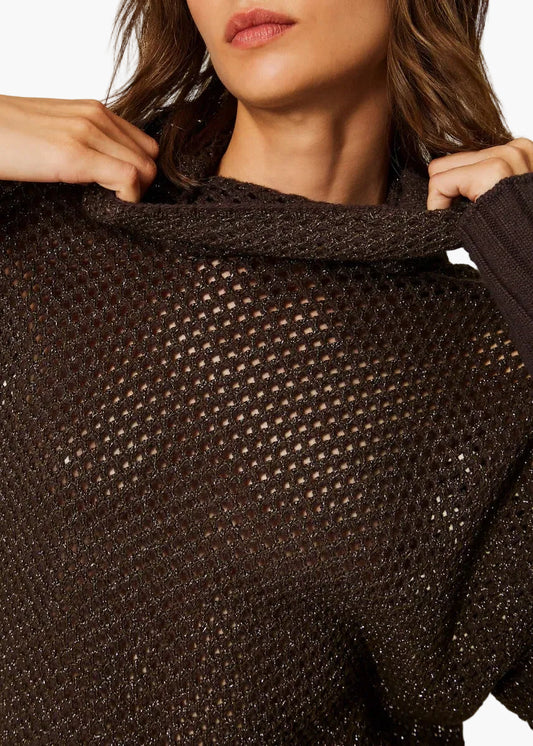 TWINSET MAGLIA DOLCEVITA A RETE CON LUREX