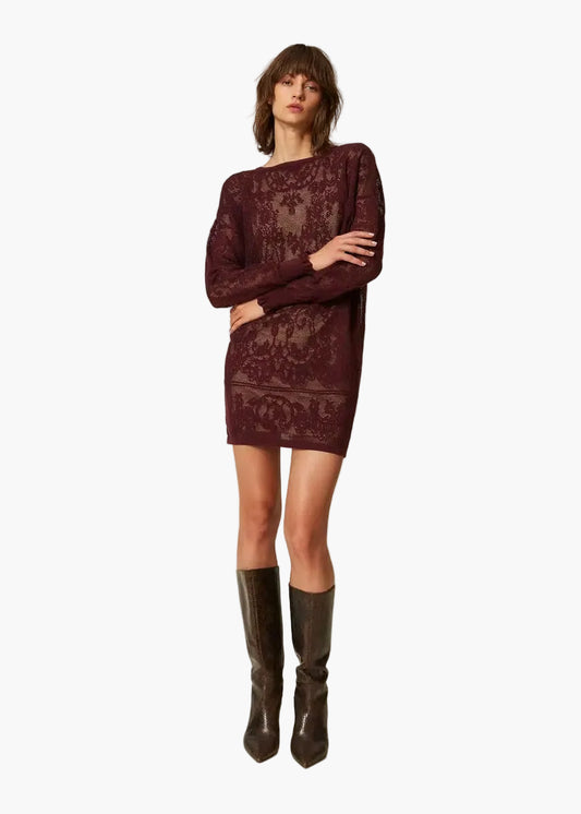 TWINSET ABITO CORTO IN MAGLIA JACQUARD