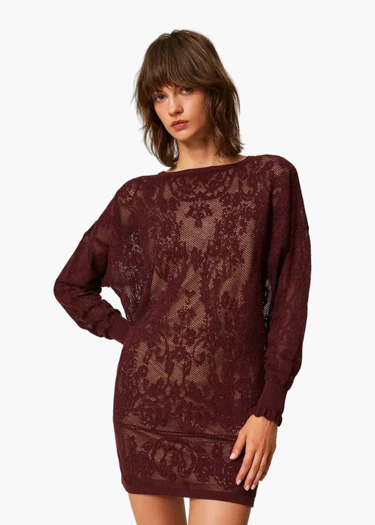 TWINSET ABITO CORTO IN MAGLIA JACQUARD