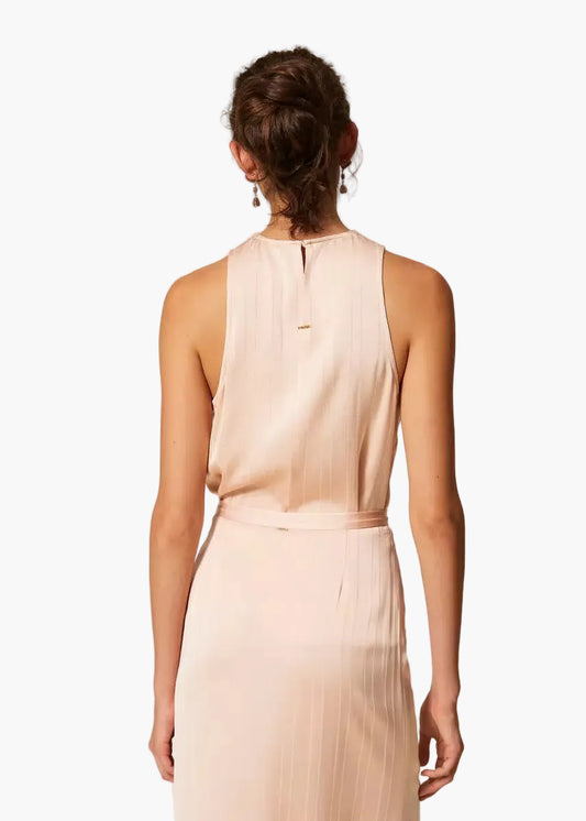 TWINSET TOP IN RASO E PIZZO