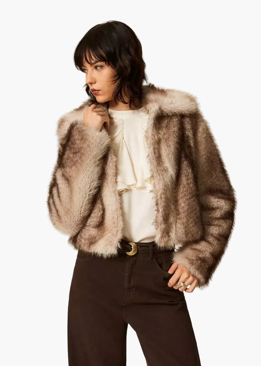 TWINSET GIACCA IN FAUX A STAMPA SFUMATA