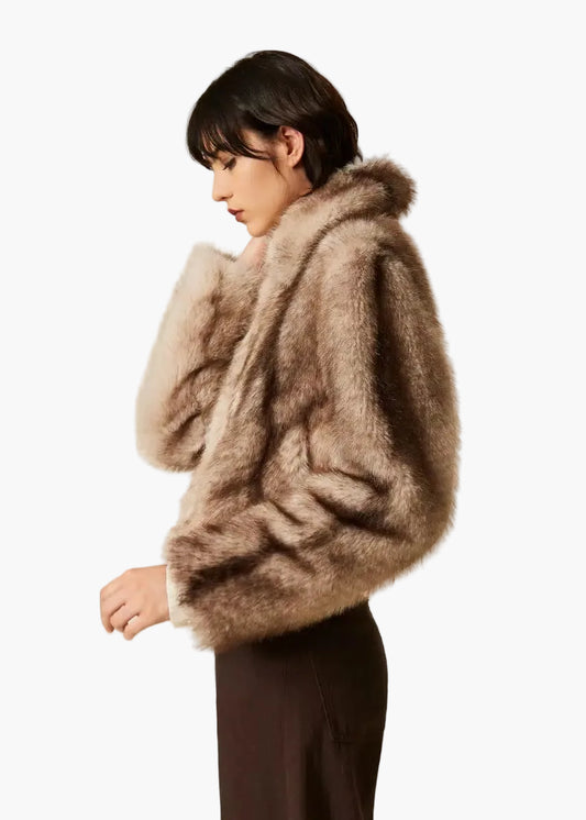 TWINSET GIACCA IN FAUX A STAMPA SFUMATA