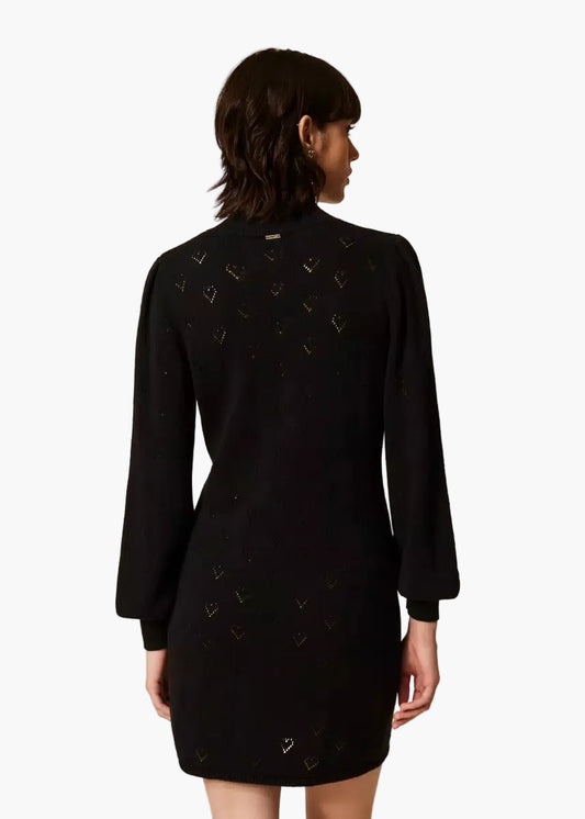 TWINSET ABITO CORTO IN MAGLIA CON DISEGNO A CUORI