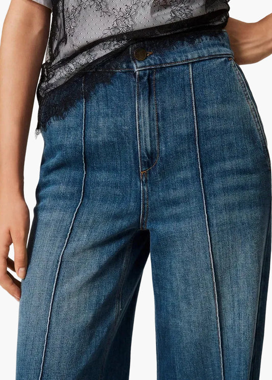 TWINSET JEANS WIDE LEG CON NERVATURE