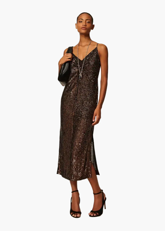 TWINSET ABITO LUNGO IN PAILLETTES