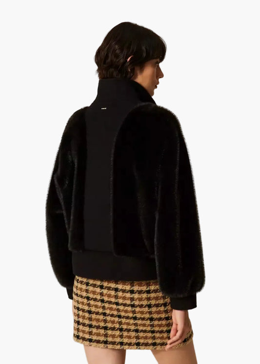 TWINSET BOMBER IN FAUX FUR E PANNO