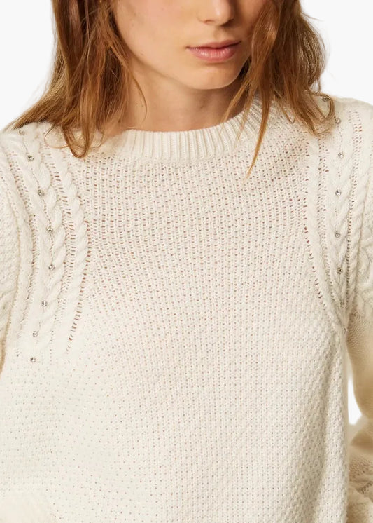 TWINSET MAGLIA IN MISTO LANA CON TRECCE E STRASS