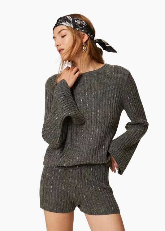 TWINSET MAGLIA IN MISTO LANA CON STRASS