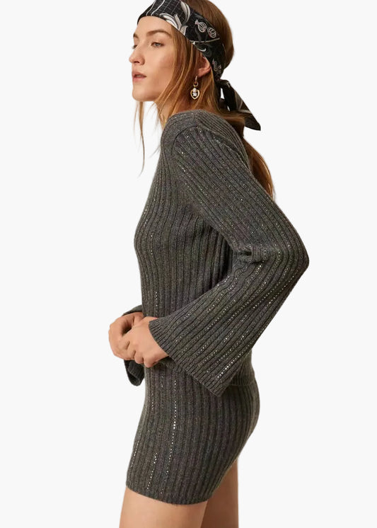 TWINSET MAGLIA IN MISTO LANA CON STRASS