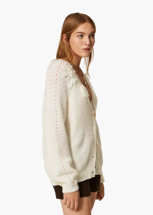 TWINSET CARDIGAN CON FIORI CROCHET