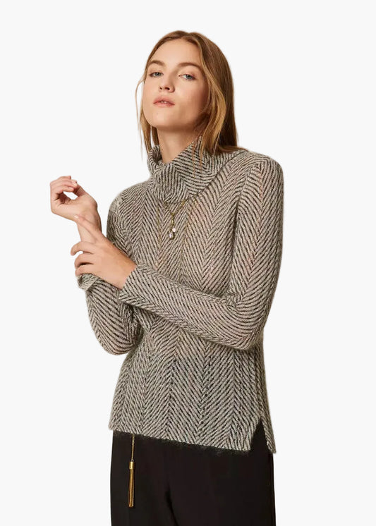 TWINSET MAGLIA DOLCEVITA CON STAMPA