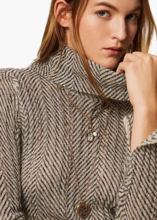 TWINSET MAGLIA DOLCEVITA CON STAMPA