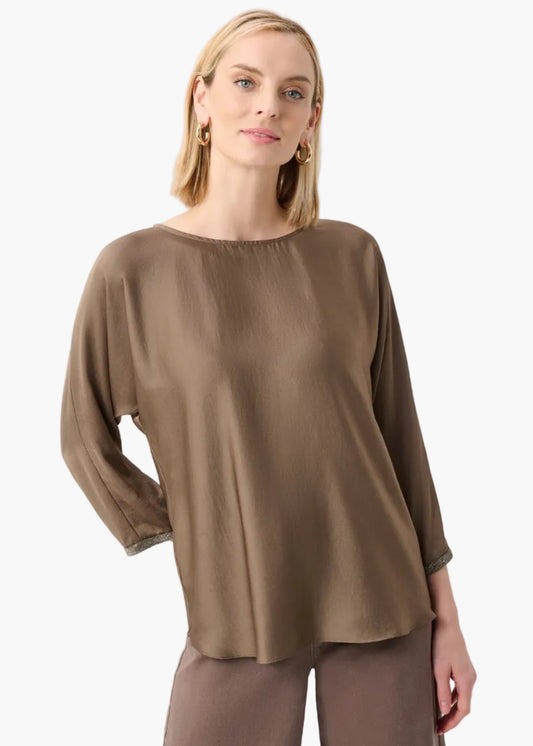 JOSEPH RIBKOFF TUNICA CON STRASS-TRIM SULLE MANICHE