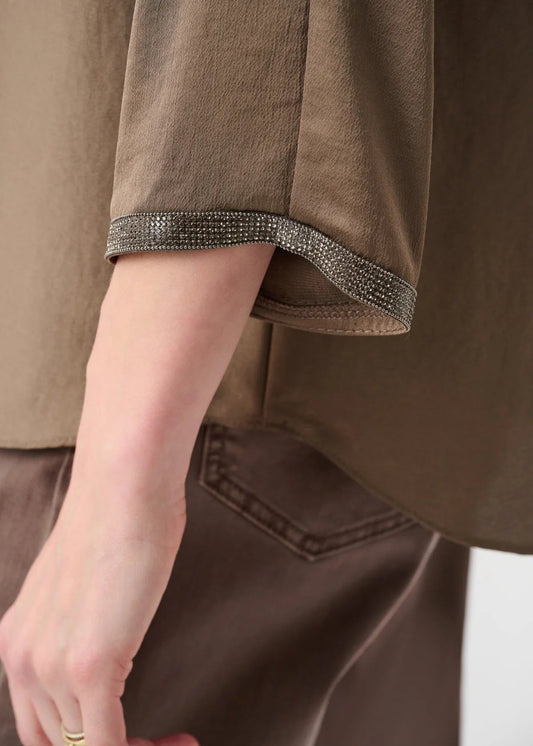 JOSEPH RIBKOFF TUNICA CON STRASS-TRIM SULLE MANICHE
