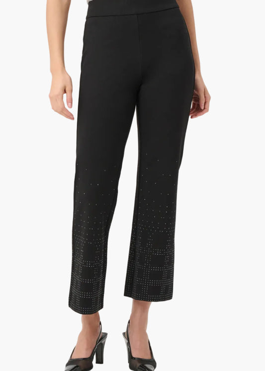 JOSEPH RIBKOFF PANTALONI A ZAMPA IN MAGLIA CON ELASTICO IN VITA E STRASS