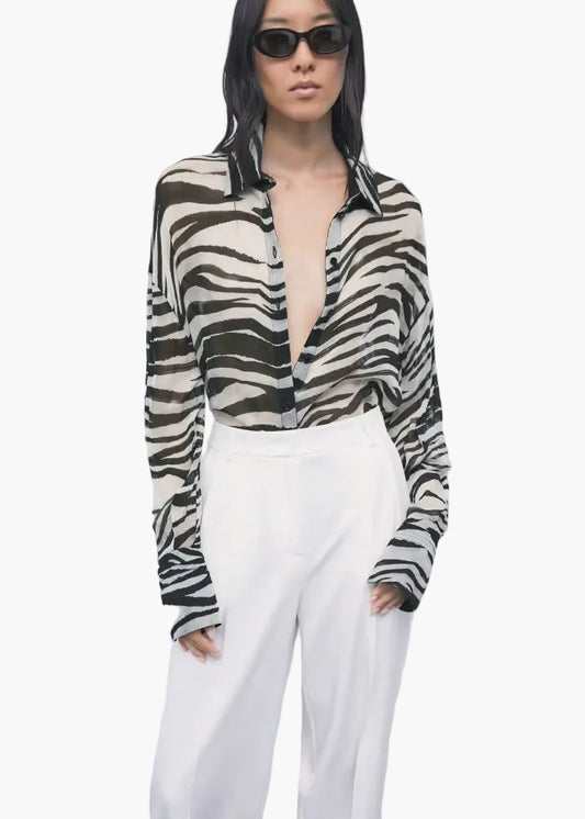 PATRIZIA PEPE CAMICIA TRASPARENTE ZEBRATA