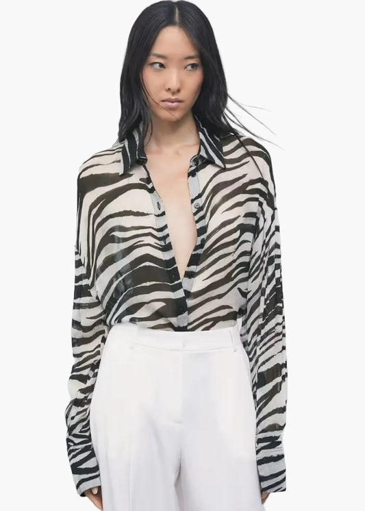 PATRIZIA PEPE CAMICIA TRASPARENTE ZEBRATA
