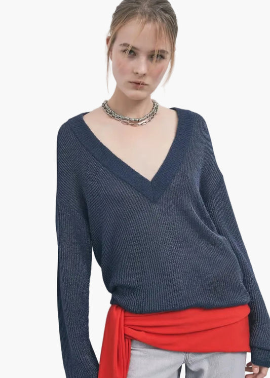PATRIZIA PEPE MAGLIA IN LUREX CON SCOLLO A V