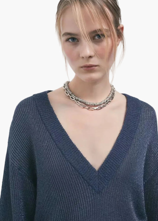 PATRIZIA PEPE MAGLIA IN LUREX CON SCOLLO A V