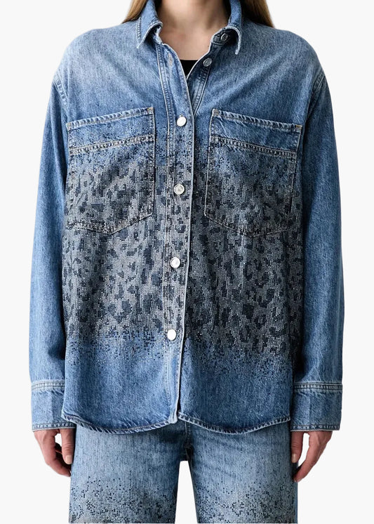 LIU·JO CAMICIA CON STAMPA LEOPARDATA CON STRASS