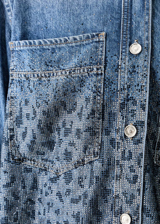 LIU·JO OVERSHIT IN DENIM CON STRASS ANIMALIER