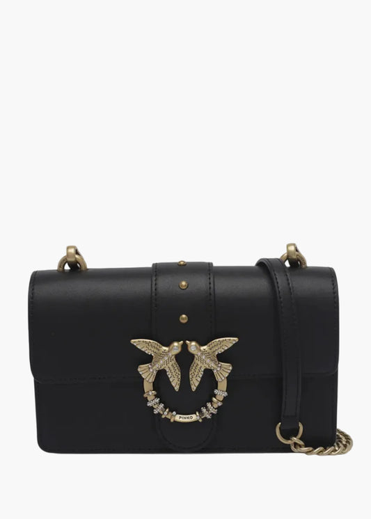 PINKO BORSA A TRACOLLA MINI LOVE BAG ONE IN PELLE CON FIBBIA GIOIELLO