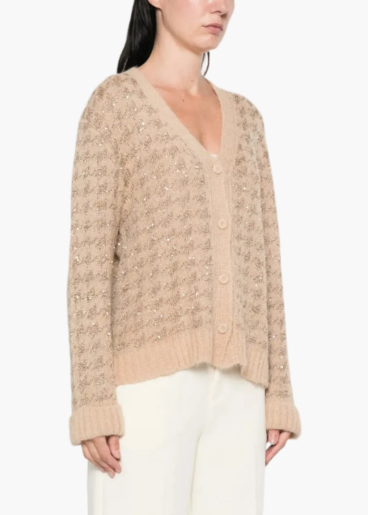TWINSET CARDIGAN IN MAGLIA JACQUARD PIED-DE-POULE