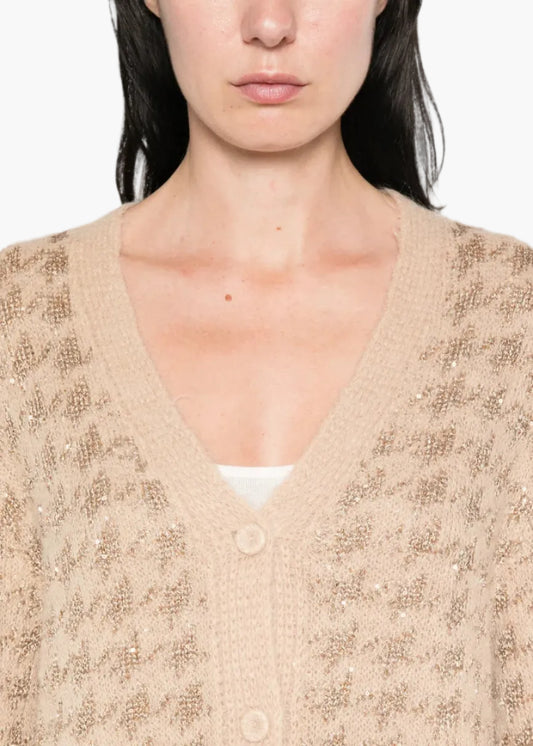 TWINSET CARDIGAN IN MAGLIA JACQUARD PIED-DE-POULE