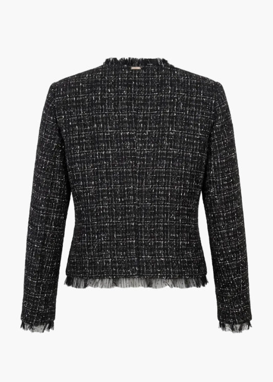 TWINSET GIACCA CON BORDI IN TULLE IN MAGLIA BOUCLÉ