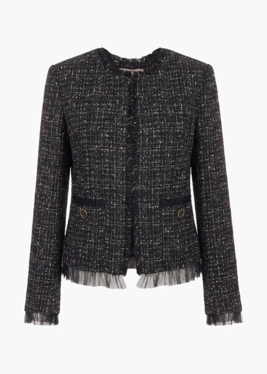 TWINSET GIACCA CON BORDI IN TULLE IN MAGLIA BOUCLÉ