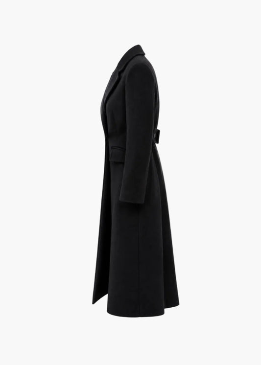 Long double-breasted coat with martingale | White Wise