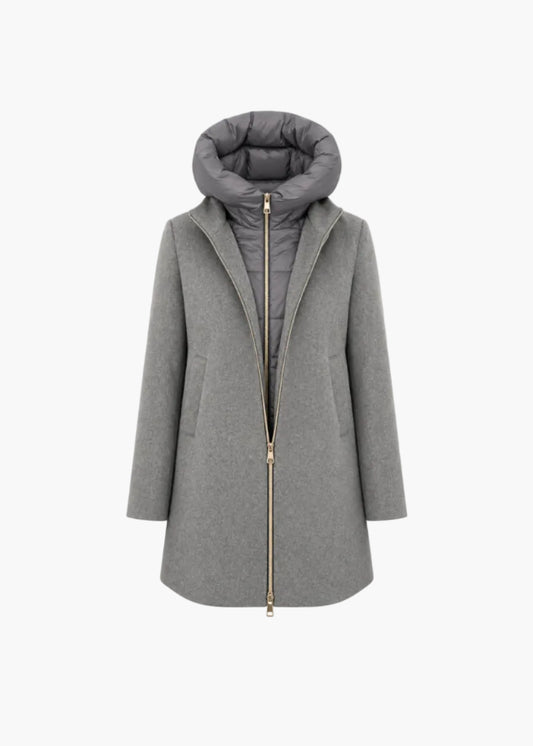Coat with zip and integrated hood | White Wise
