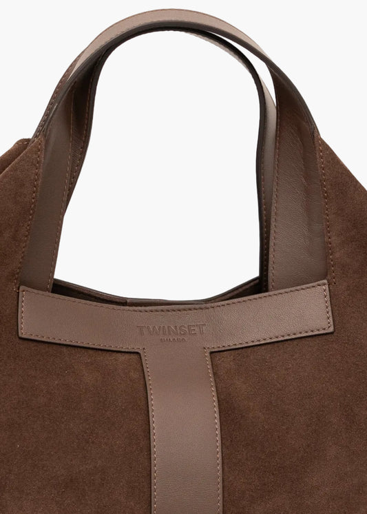 TWINSET BORSA SHOPPER IN CAMOSCIO