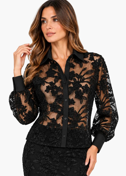 Camicia in pizzo floreale con ricami a rilievo | Icona