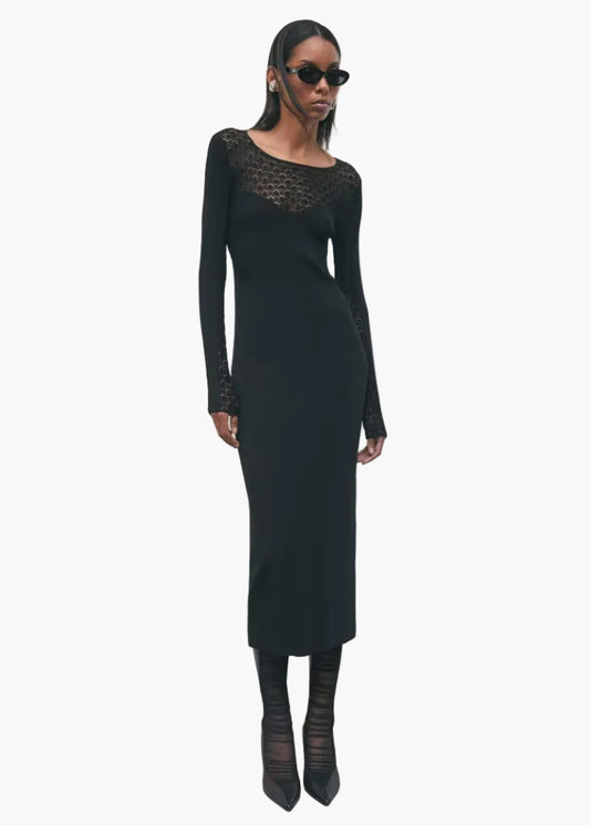 PATRIZIA PEPE ABITO MIDI IN MAGLIA EFFETTO PIZZO