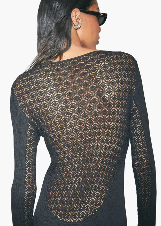 PATRIZIA PEPE ABITO MIDI IN MAGLIA EFFETTO PIZZO
