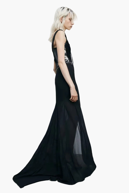 PATRIZIA PEPE ABITO LUNGO BUSTIER CON PAILLETTES