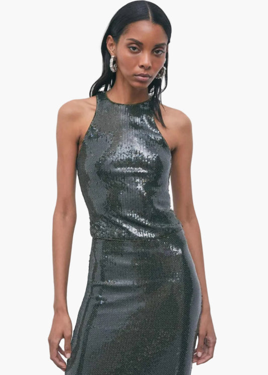 PATRIZIA PEPE TOP IN TULLE CON PAILLETTES